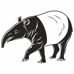 tapir black silhouette icon vector