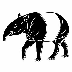tapir black silhouette icon vector