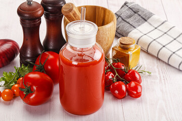 Fresh Tomato juice in the glass