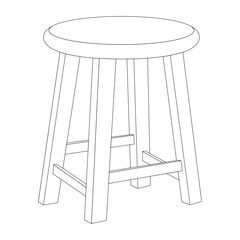 short wooden stool line drawing.