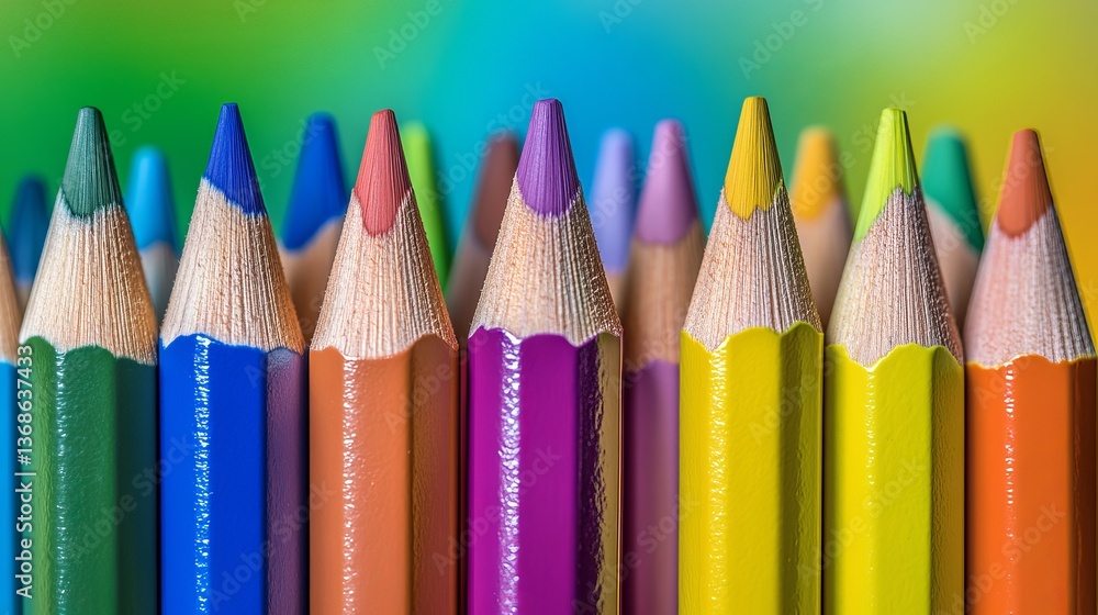 Poster a variety of colored pencils arranged neatly: a spectrum of creativity