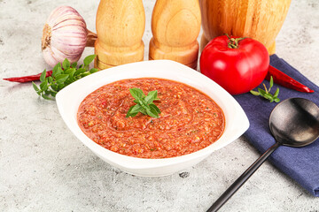 Cold vegan tomato soup Gazpacho