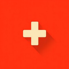 Obraz premium A Simple Cream Colored Cross Symbol Displayed on Red Background
