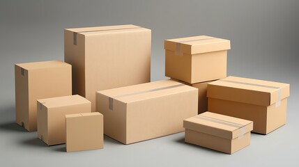 Fototapeta premium A set of cardboard boxes pf different sizes