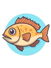 Obraz premium Cute cartoon orange fish illustration.