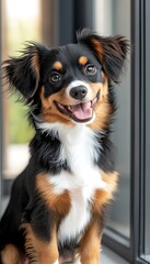 Happy Dog Indoor Window Portrait.