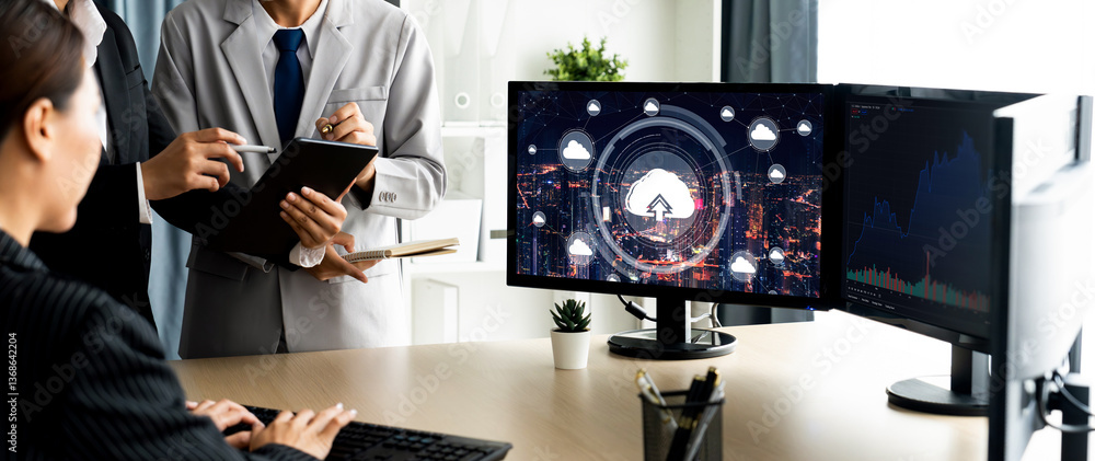 Poster cloud computing software for brisk remote work and personal data storage