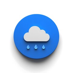 A Blue Circle Containing a White Cloud and Rain Drops