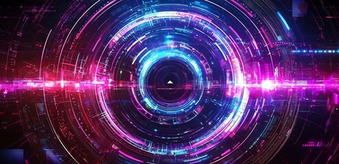 Creative representation of abstract tech with circular design elements.