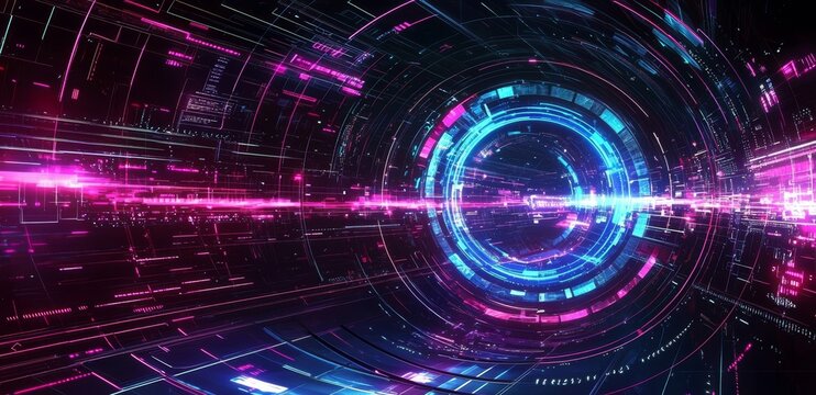 Visually striking circular interface embodying futuristic technology concepts.