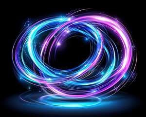 Glowing Neon Rings Abstract Design.