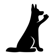 Dog Silhouette: A clean, modern silhouette of a dog in a sitting pose, paw raised.