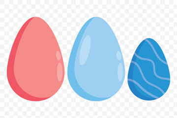 Collection of Easter eggs with bunny ears on Transparent Background Eps 10.