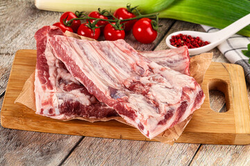 Raw pork ribs for cooking