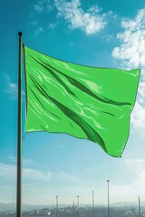 Green Flag Over City
