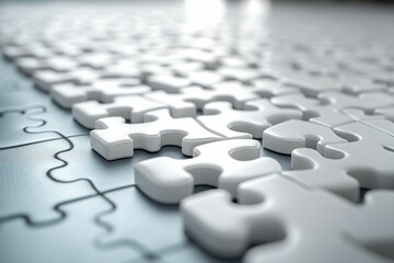 White puzzle pieces interlock forming a path