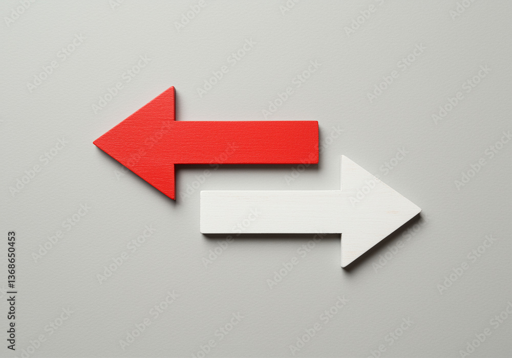 Poster arrows pointing in opposite directions on gray background showing directional arrows and graphic des