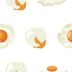 pattern with various cooked chicken eggs, namely fried, boiled and eggs with liquid yolk, for various advertising banners and advertisements