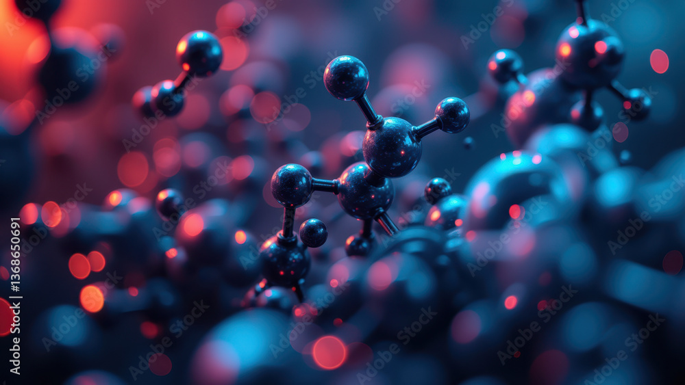 Poster high-resolution microscopic view of a cluster of nicotinamide adenine dinucleotide molecules with gl