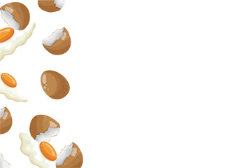 poster with icons of a broken, spilled chicken egg with a whole yolk, for various designs