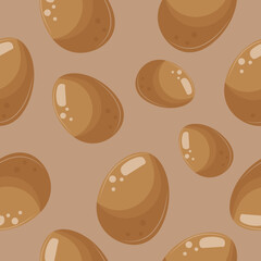 seamless pattern with brown chicken egg icons on brown background, for various simple designs and patterns