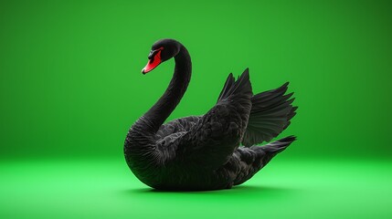 Fototapeta premium Black Swan Green Screen.