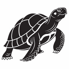 sulcata tortoise black silhouette icon vector