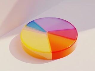 Obraz premium 3D pie chart, colorful, simple white background, 2D illustration style, isometric view