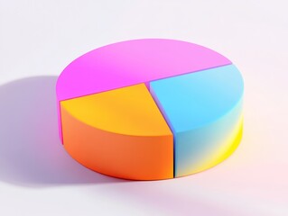 Obraz premium 3D pie chart, with vibrant colors on a white background, in an isometric view at a 45-degree angle