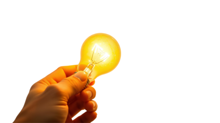 Photo of hand holding a light bulb isolated on transparent background.png