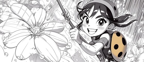 Girl and Flower Rain Sketch