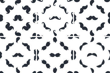 Mustache seamless pattern repeating on white background