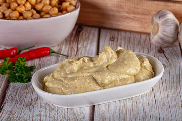 Natural organic homemade chickpea hummus