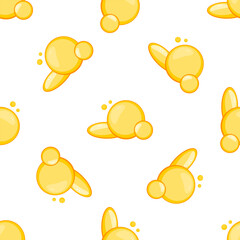 Seamless pattern with omega 3, vitamin d or fish oil shining drops on white background