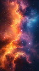 Obraz premium Stunning celestial display showcasing vibrant colors in a cosmic scene filled with stars and nebulae