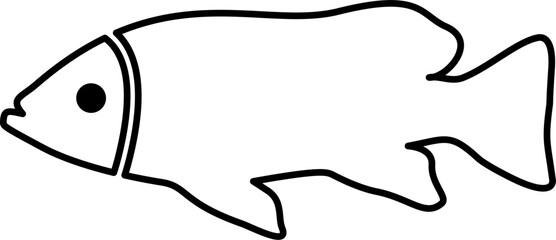 Fish Line Art Black Color Illustration