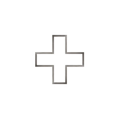 A sleek white cross icon outlined in dark gray exuding modernity and simplicity Perfect for designs needing a minimalist touch
