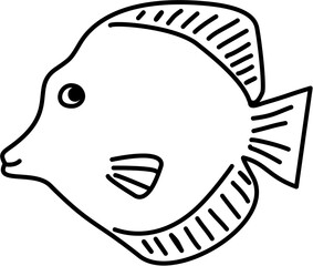 Cute Fish Black Line Art for Kids Coloring Book Drawing Illustration 
