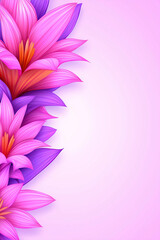 Soft pastel floral frame design with overlapping flowers in shades of pink and magenta. Romantic decorative background for love letters