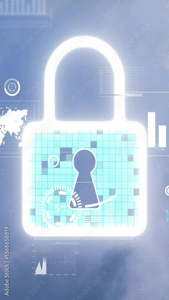 Poster cyber security and alteration data protection on digital platform . graphic interface showing secure
