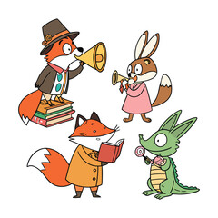 Obraz premium set of funny animals ,isolated on white background .