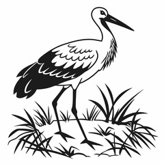 stork black silhouette icon vector