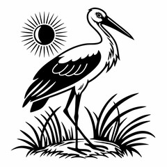 stork black silhouette icon vector