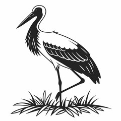 stork black silhouette icon vector