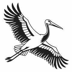 stork black silhouette icon vector