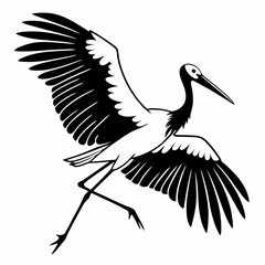 stork black silhouette icon vector