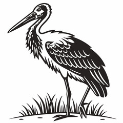 stork black silhouette icon vector
