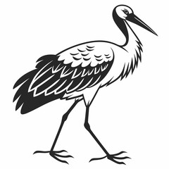 stork black silhouette icon vector