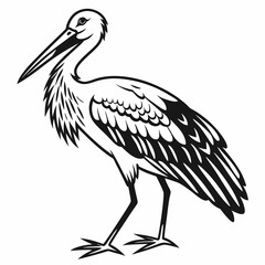 stork black silhouette icon vector