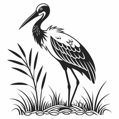 stork black silhouette icon vector